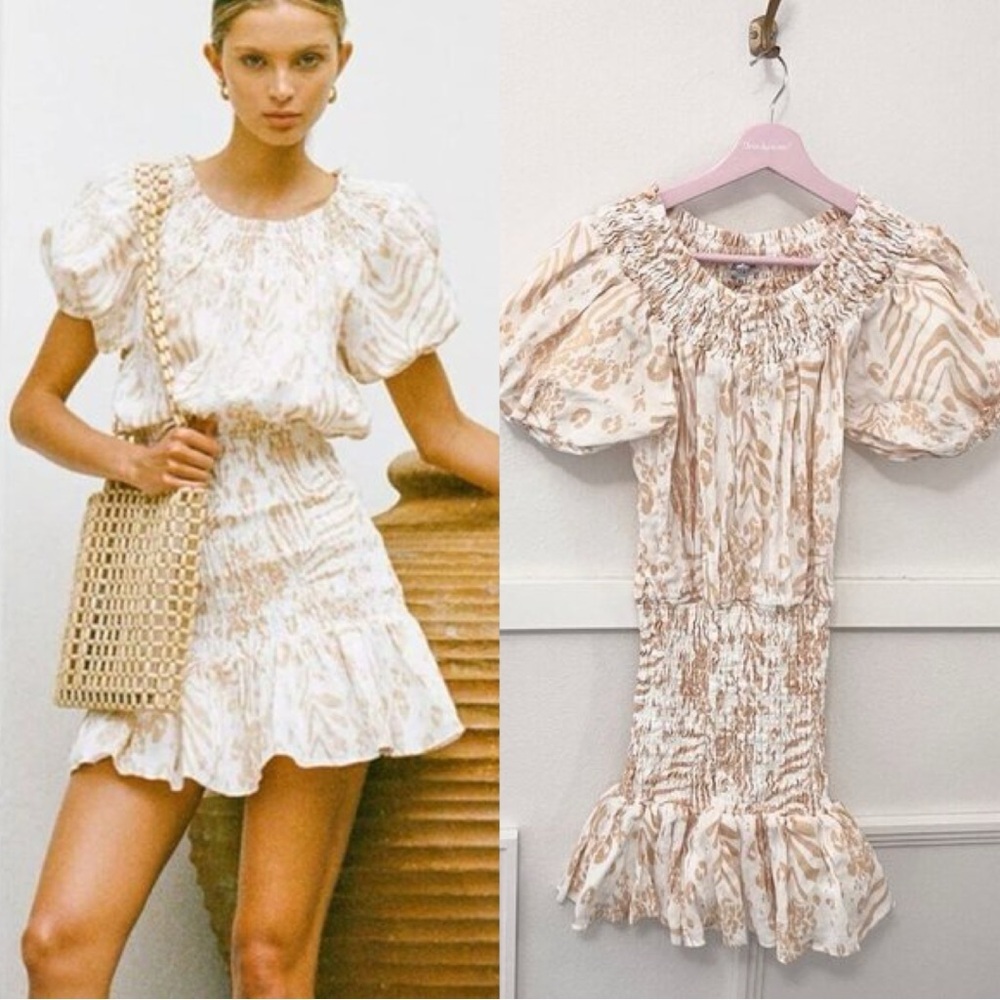 Sabo Luxe Camari LInen Smocked Mini Dress Size S